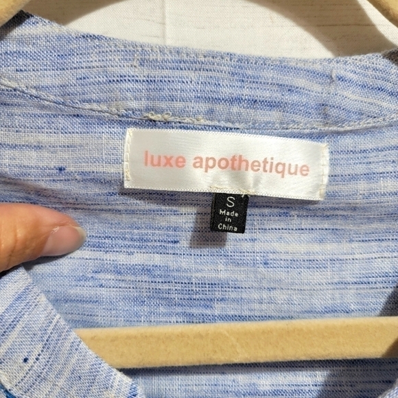 Luxe Apothetique 50% LINEN HEATHERED BLUE SHIFT DRESS, SZ SMALL - Picture 5 of 7